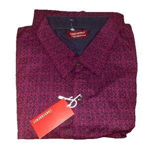 Consequence Men’s 3XL short Sleeve Dress Shirt Button Up Dark Red Geometric